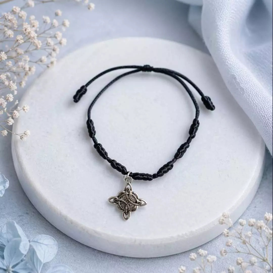 Pulseira Preta 7 nós de Bruxa Ajustável