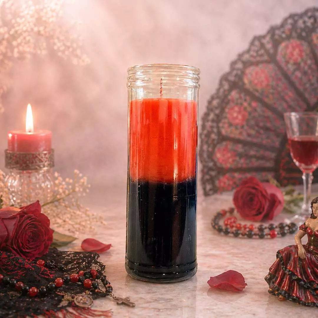 Vela de 7 Dias Vermelha e Preta - Pomba Gira
