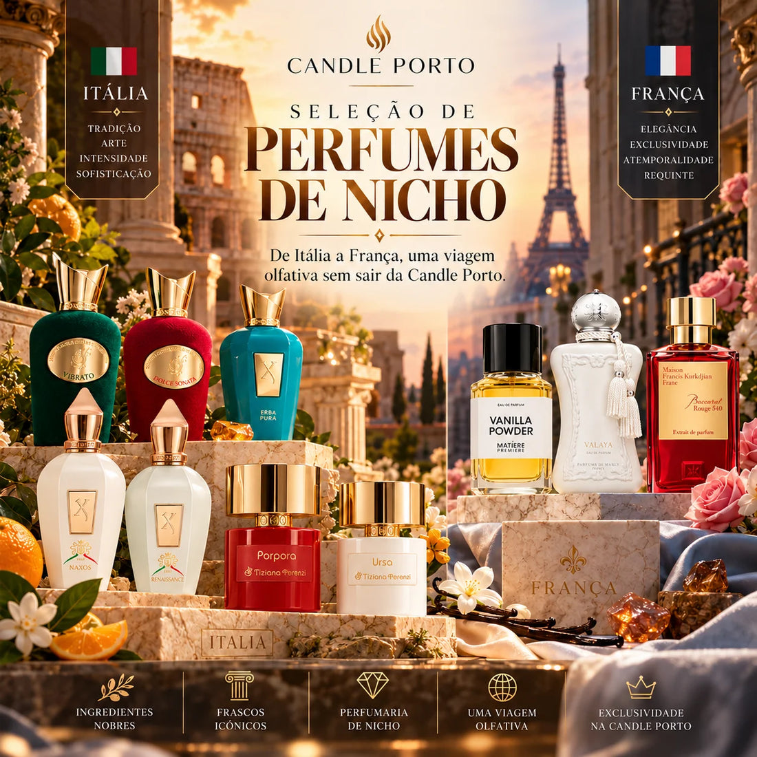 Perfumaria de nicho italiana e francesa: descubra a experiência do verdadeiro luxo olfativo na Candle Porto