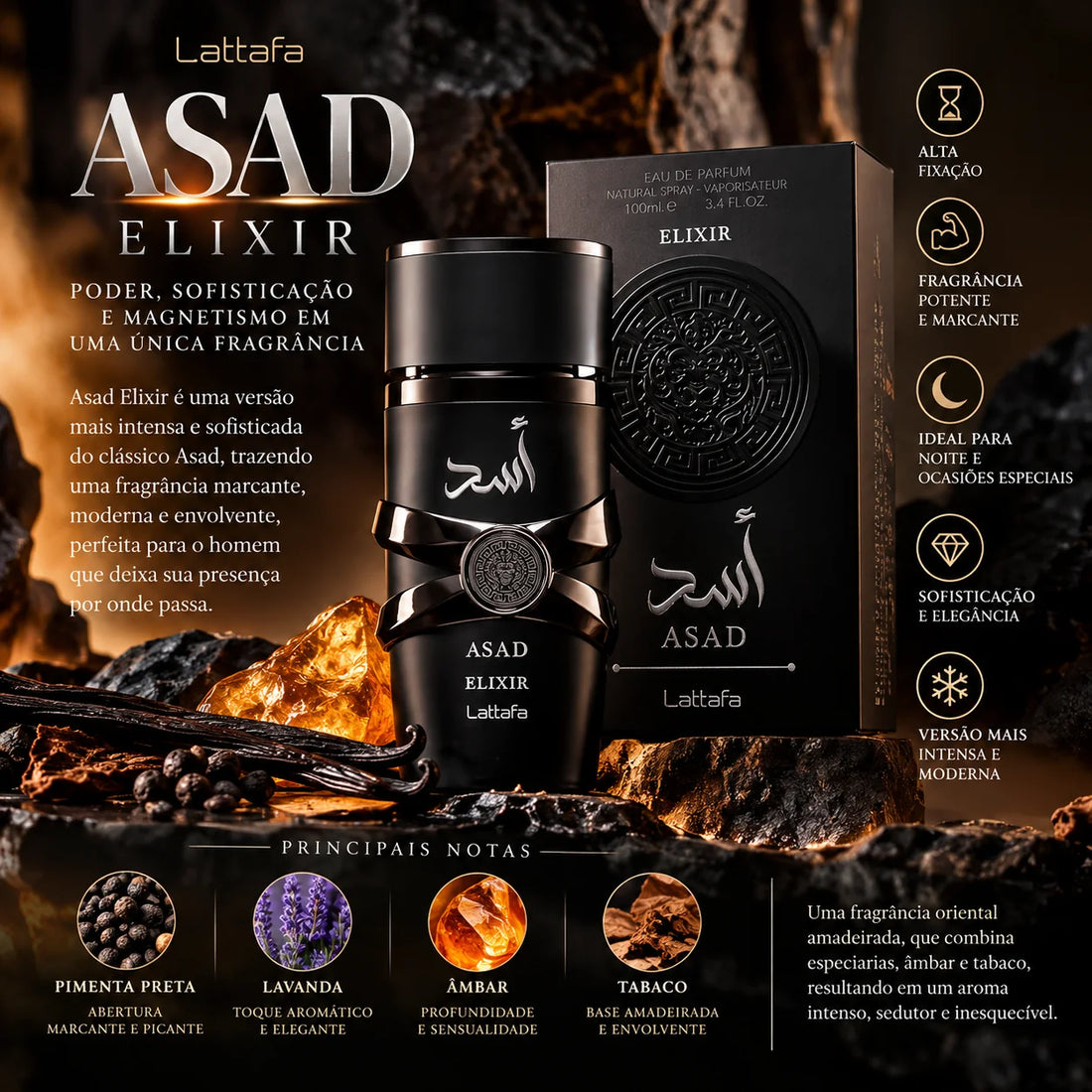 Asad Elixir da Lattafa: a evolução mais profunda, intensa e sofisticada do Asad original