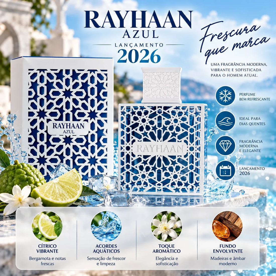 Rayhaan Azul: o lançamento de 2026 que transforma a sensação de frescura num perfume