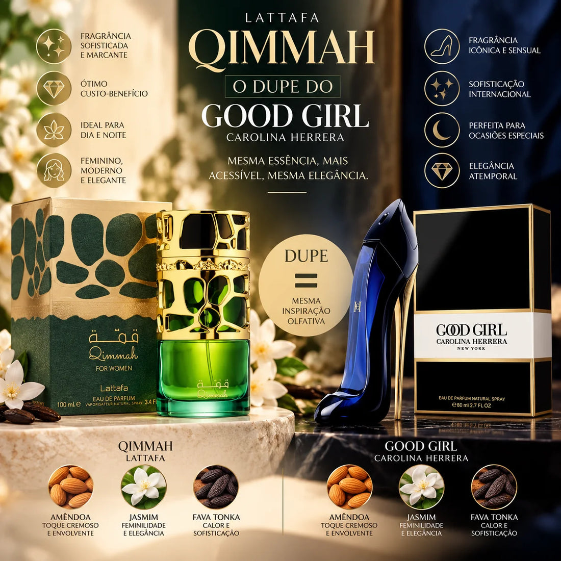 Qimmah for Women da Lattafa: o “dupe” de Good Girl que surpreende pelo perfume, preço e frasco