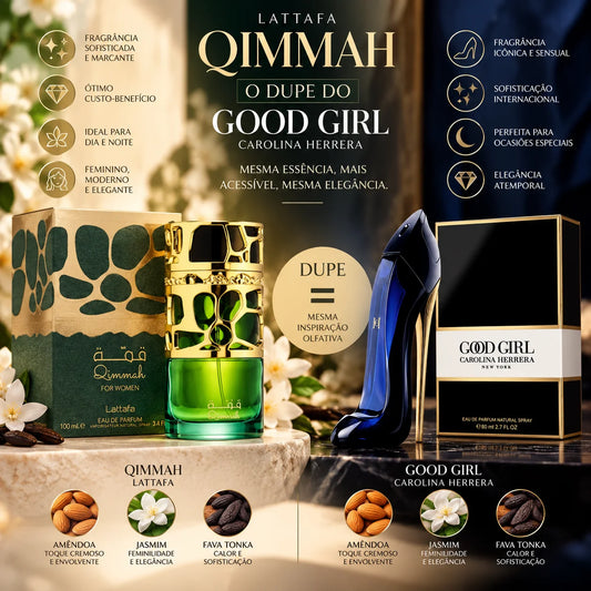Qimmah for Women da Lattafa: o “dupe” de Good Girl que surpreende pelo perfume, preço e frasco